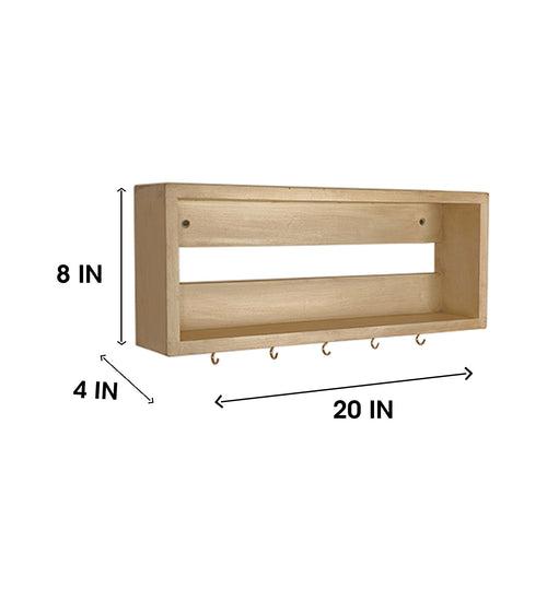 Avalon Wooden Wall Shelf Organiser with Key Holders