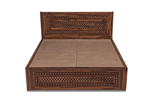 Solid Wood Brass Bed B with Hydraulic Storage