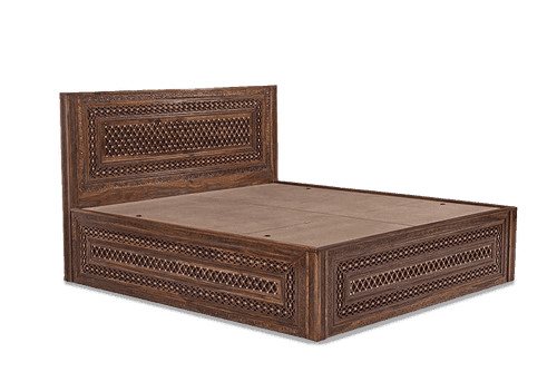 Solid Wood Brass Bed B with Hydraulic Storage