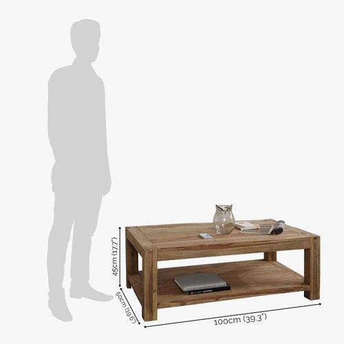 Solid Wood Romeo Shelf Coffee Table Stone