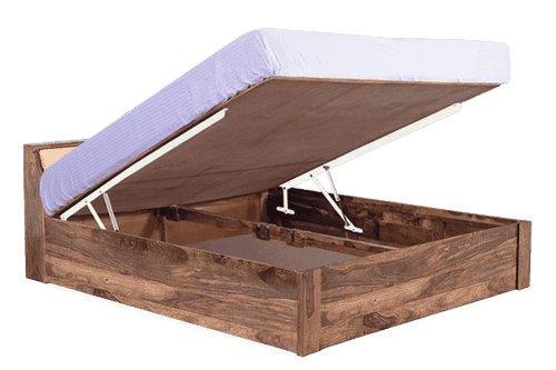 Solid Wood Slant Bed with Hydraulic Storage