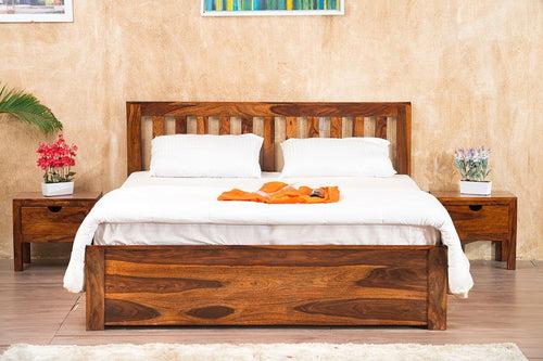 Solid Wood Cube Classic Bed with Hydraulic Storage