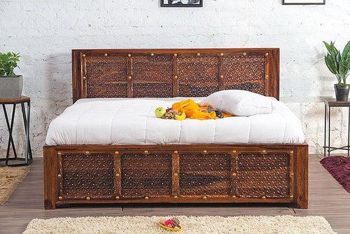 Solid Wood Brass Panache Bed with Hydraulic Storage