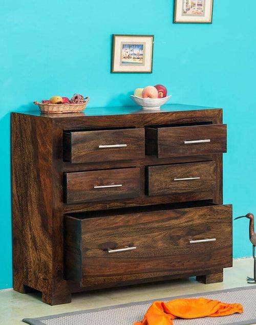 Solid Wood Cube Drawer Chest Stone