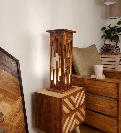 Disperse Wooden Table Lamp with Brown Base