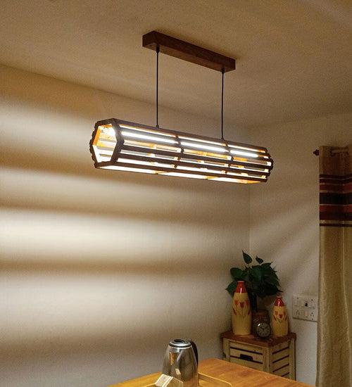 Flora 36 Baton Brown Wooden LED Hanging Lamp