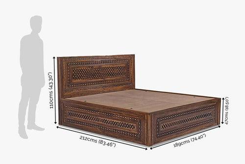 Solid Wood Brass Bed B with Hydraulic Storage