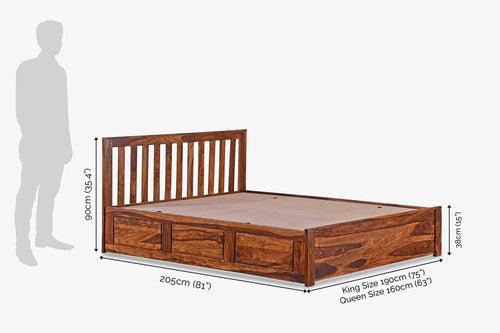 Solid Wood Cube Classic Bed with Hydraulic Storage