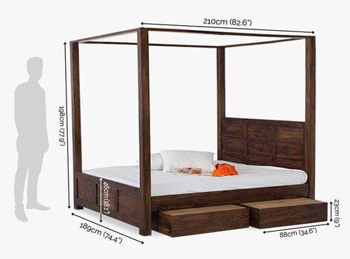 Solid Wood Poster Bed Romeo with Hydraulic Storage