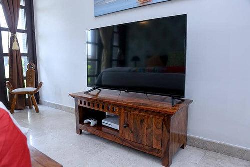 Solid Wood Kuber Smart Tv Unit Stone