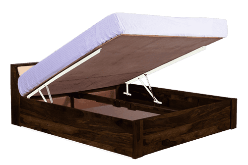 Solid Wood Slant Bed with Hydraulic Storage