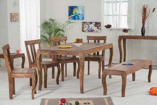 Solid Wood Tania Dining Set 6 Seater with Bench