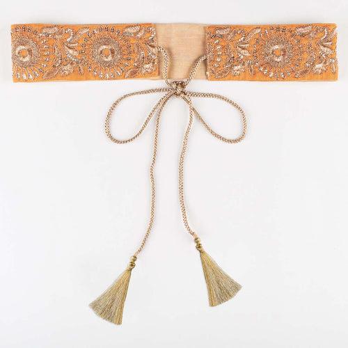 Peach Zari Embroidered Belt