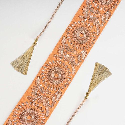 Peach Zari Embroidered Belt