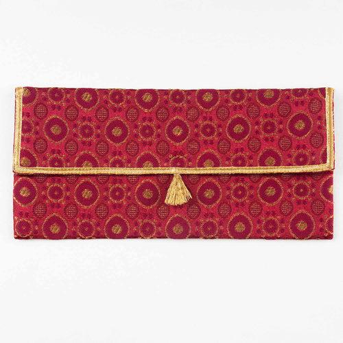 Maroon Brocade Reusable Cloth Envelope