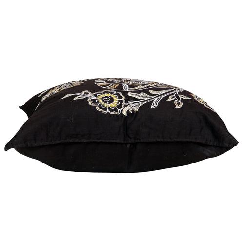 Black Handloom Handpainted Cushion Cover