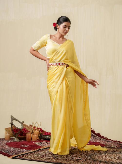 Ragini yellow saree with belt