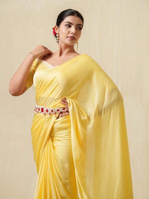 Ragini yellow saree with belt