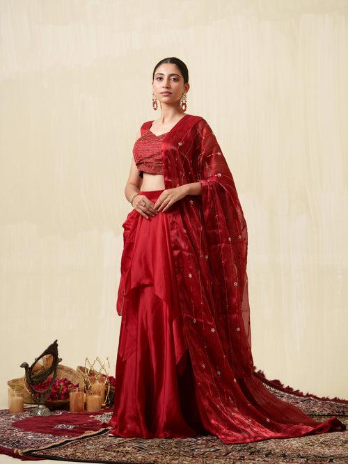 Pahel red lehenga