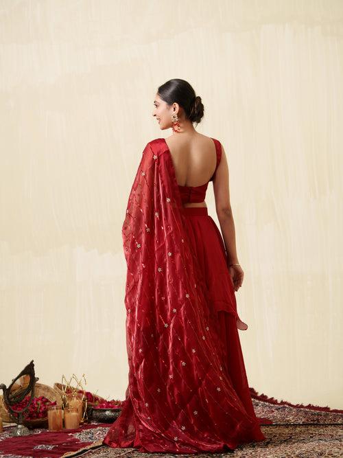 Pahel red lehenga