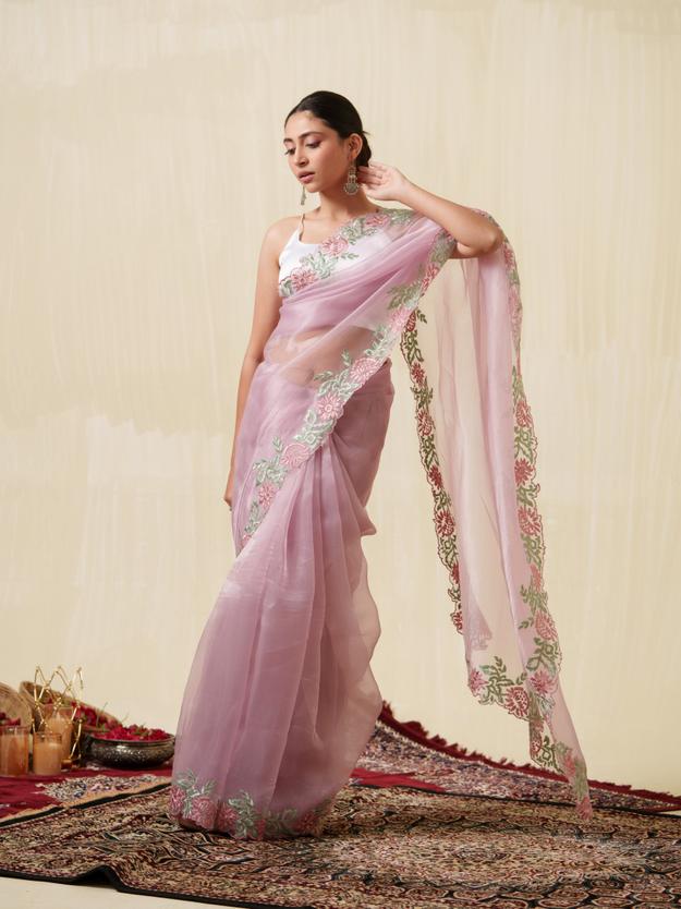 Saima pink saree