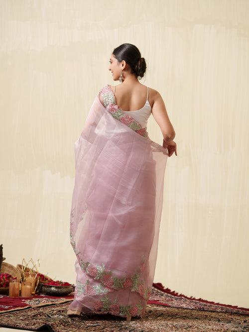 Saima pink saree