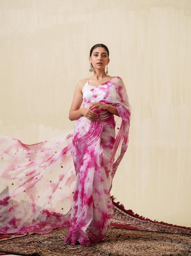 Jiya pink saree