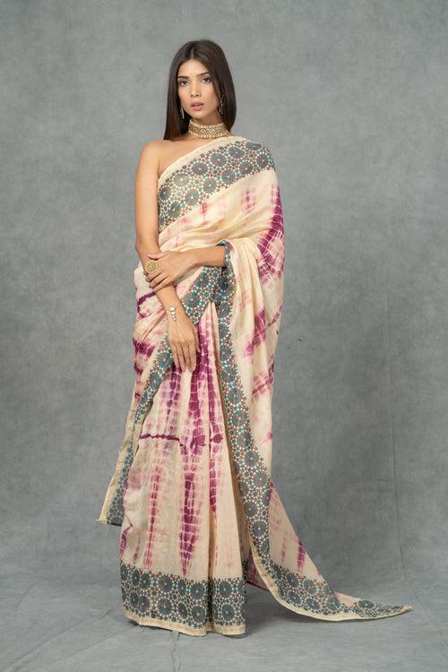 Avani Handblocked Chanderi Saree