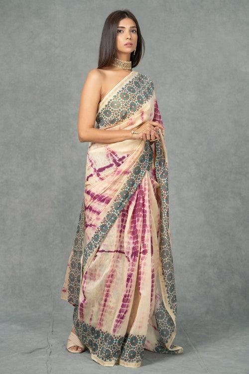 Avani Handblocked Chanderi Saree