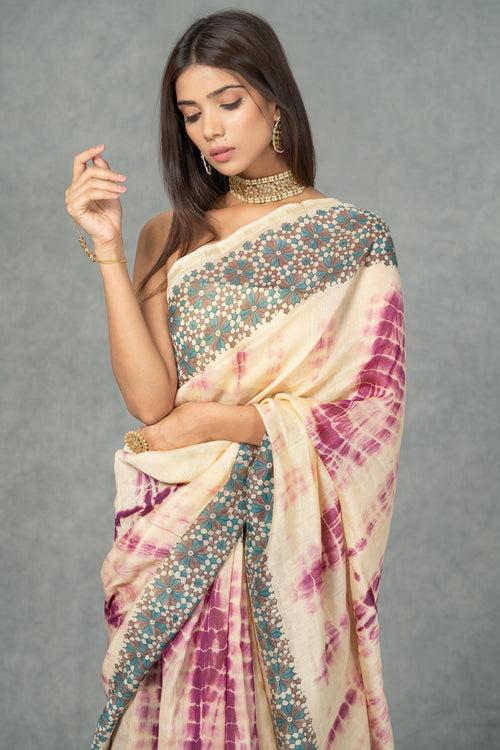 Avani Handblocked Chanderi Saree