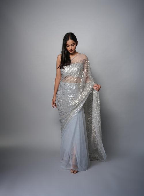 Avni Silver Glimmer Saree