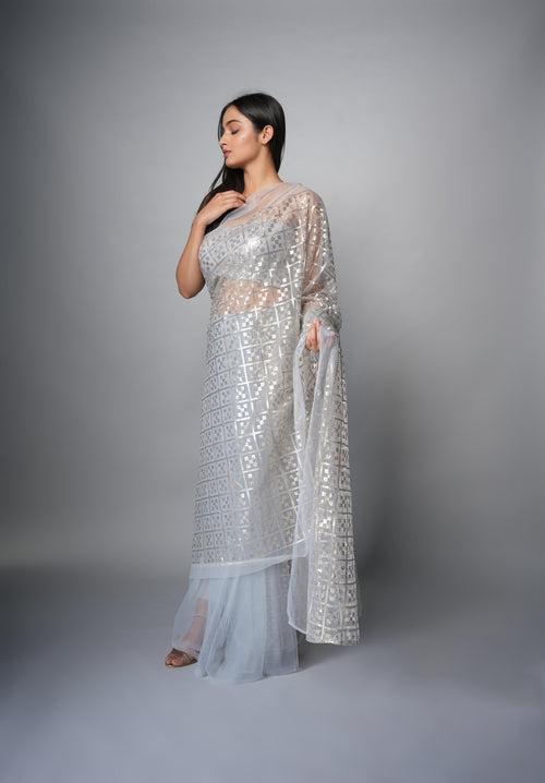 Avni Silver Glimmer Saree