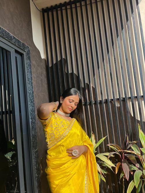 Rashmika yellow saree