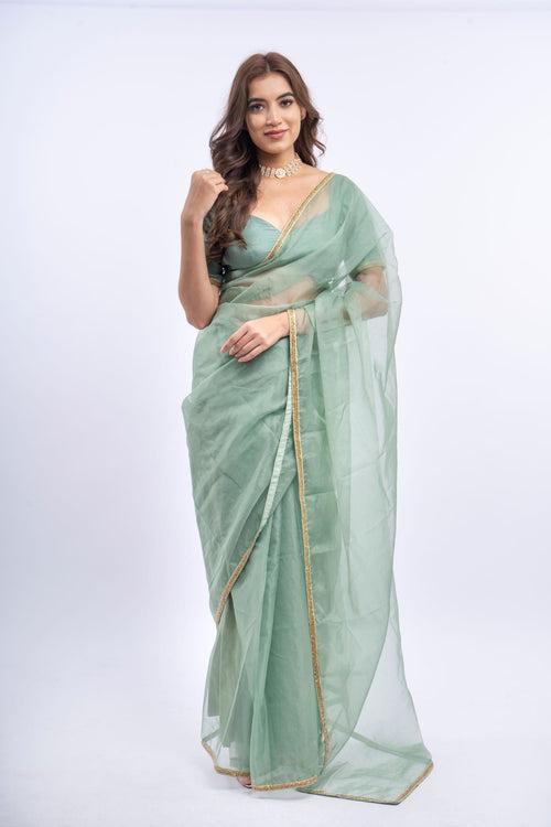 Naina green organza saree