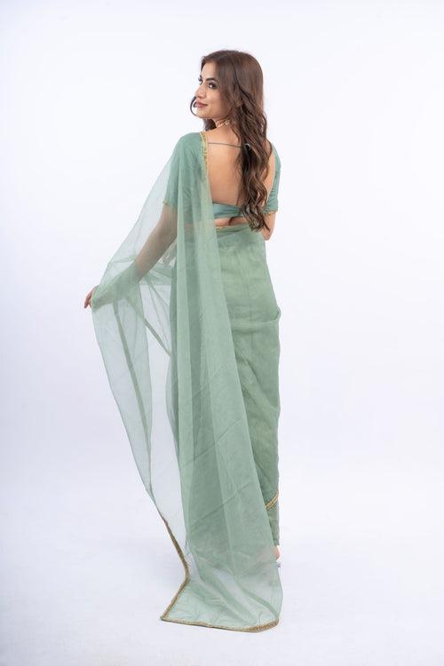 Naina green organza saree