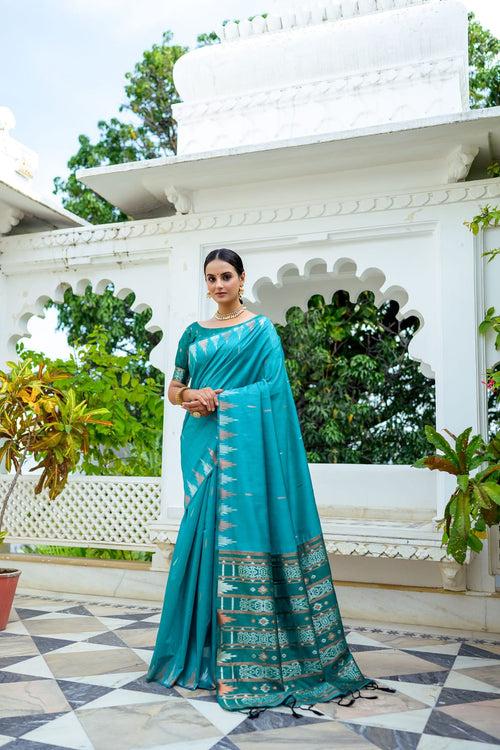 Ashmita turquoise saree