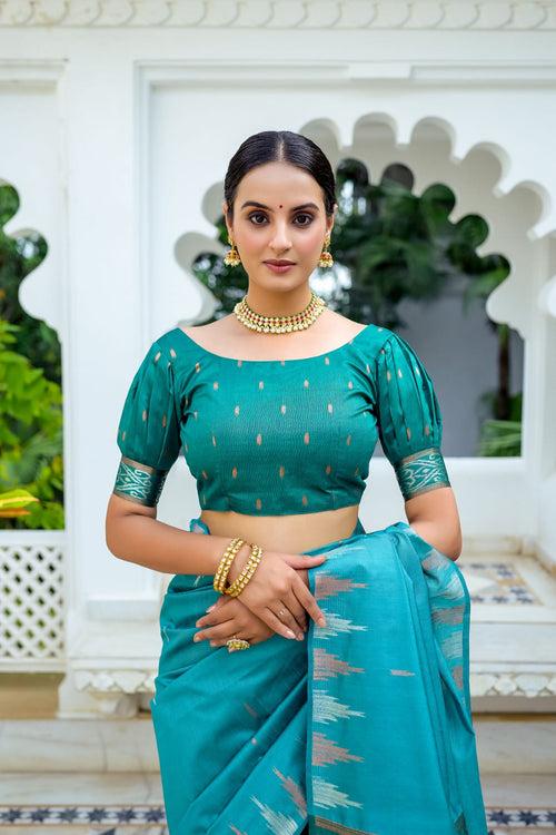 Ashmita turquoise saree