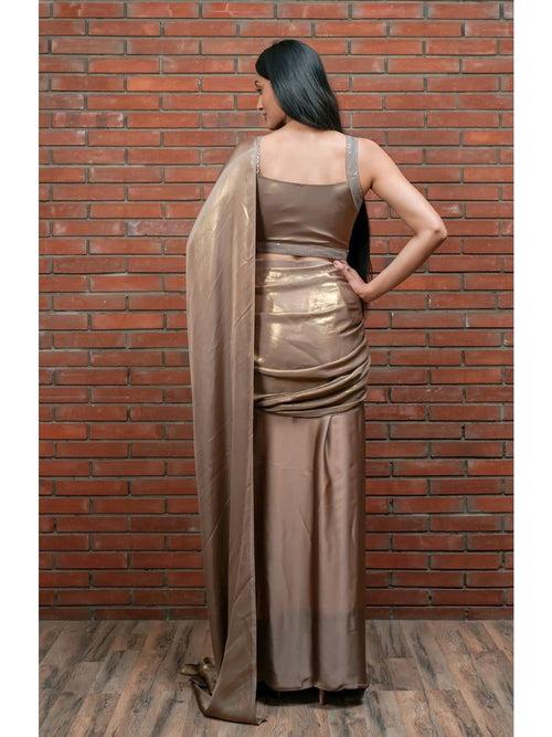 Azra Pre-draped Rust Saree