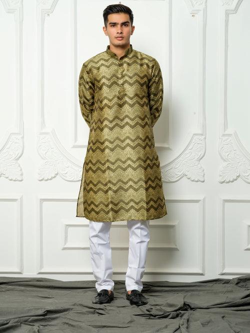 Pranav dark green kurta