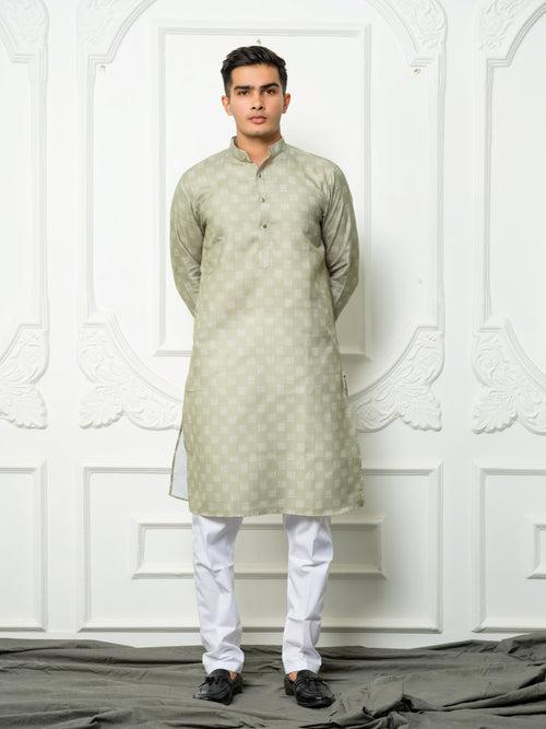 Rudra green checks kurta