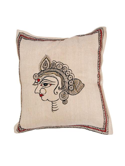 Handpainted Queen Beige Cushion Cover