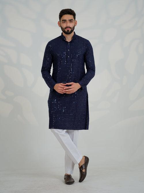 Samir Dark Blue Kurta