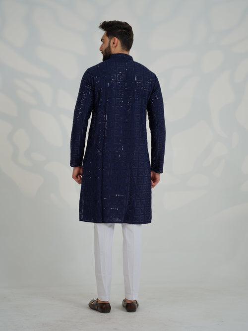 Samir Dark Blue Kurta