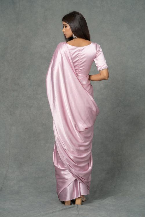 Festive Pink Satin Saree