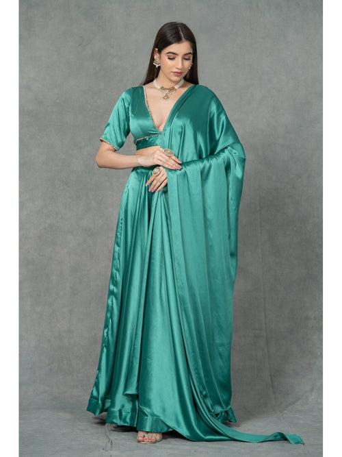 Empress Green Satin Lehenga