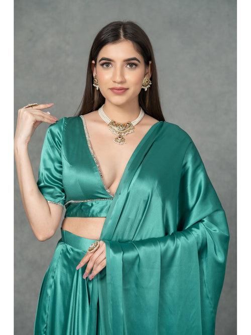 Empress Green Satin Lehenga