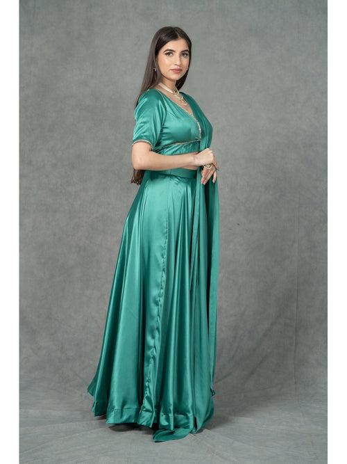 Empress Green Satin Lehenga