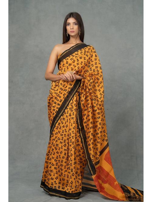 Meethi Boli Handblocked Chanderi Saree