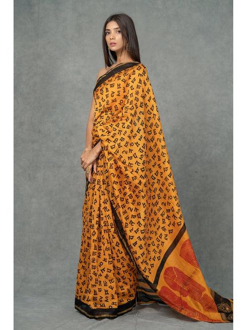 Meethi Boli Handblocked Chanderi Saree