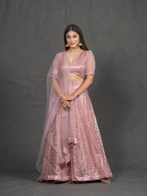 Pink Panchi Net Lehenga